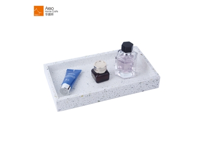 Best Selling 2019 Rectangular Decoration Terrazzo Resin Hotel Amenity Tray Manufacturer