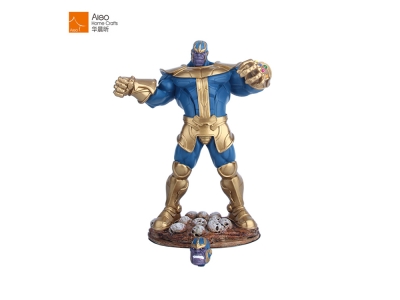 Hot Sale Cartoon Marvel Movie Character Model Polyresin Thanos Sculpture Small Statue