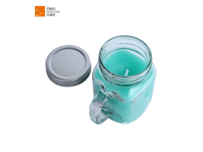 Wholesale High Quality Square Colorful Aromatherapy Candle Light Clear Glass Candle Bottle With Handle