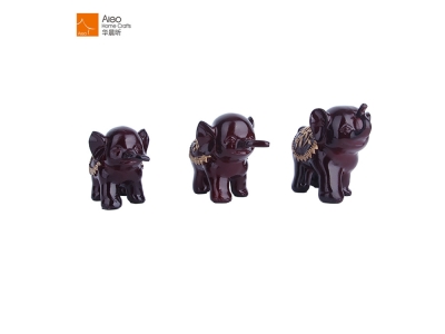 Luxury Elephant Family Table Stand Figurine For Home Decoration Micro Landscape Resin Crafts Elephant Statues