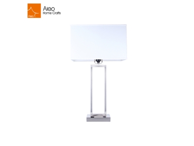 Supplier Wholesale Modern Hotel Guestroom Led Table Brushed Nickel Lamp With Square Metal Base Rocker Switch