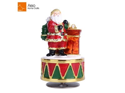 Luxury Design Christmas Decoration Rotation Plating winding Music Box With Diamond