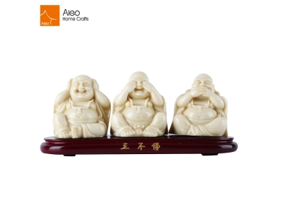 Ivory Finish Polyresin Small Figurines Resin Crafts Laughing Buddha