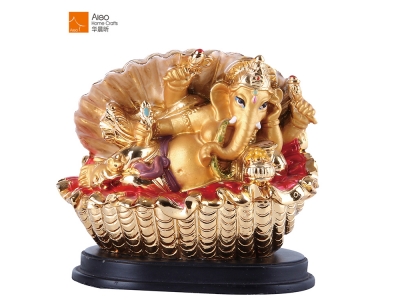 Gold Plating Decoration Polyresin Ganesha God Hindu Religious Gifts